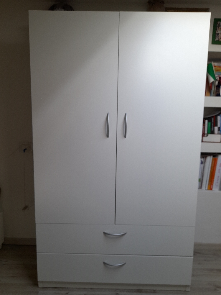 Armadio 1 vano con cassetti bassi -bianco